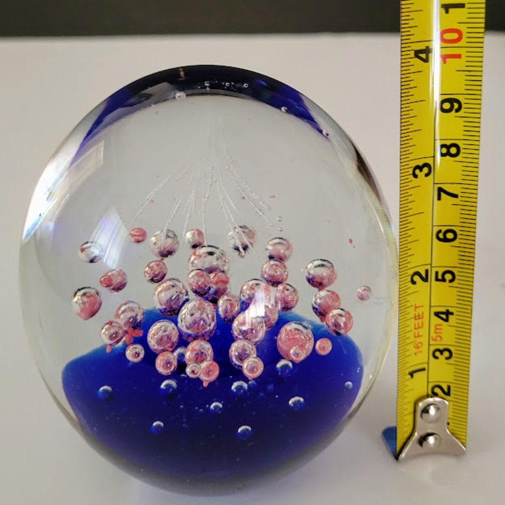 Vintage Murano Controlled Bubbles Paperweight 4"